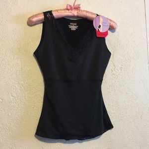 SPANX NWT Hide & Sleek V-Neck Lace Cami Camisole Tank Top~BLACK SMALL~NEW